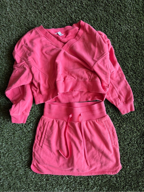 JoyLab Dresses & Skirts - JOY LAB Coral Pink Cropped Sweatshirt & Skort Set | XS Top / Small Bottom